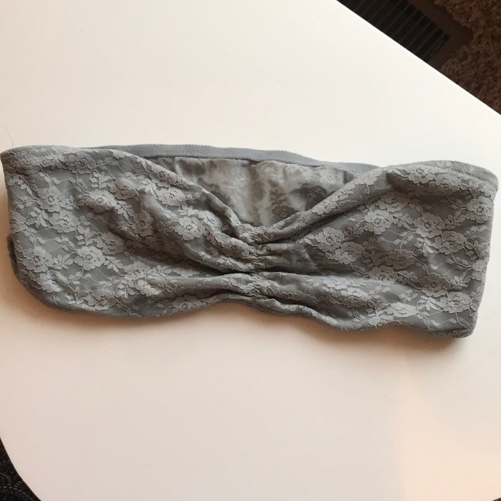 PINK BRAND Grey lace bandeau
